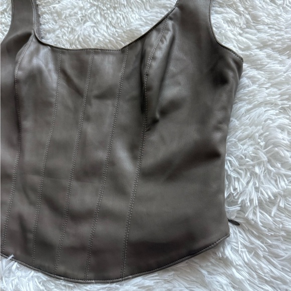 Abercrombie & Fitch Faux Leather Crop Corset Top - Picture 2 of 13